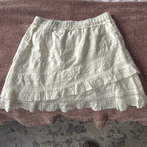 LoveShackFancy Cream Ruffle Mini Skirt - Picture 2 of 4